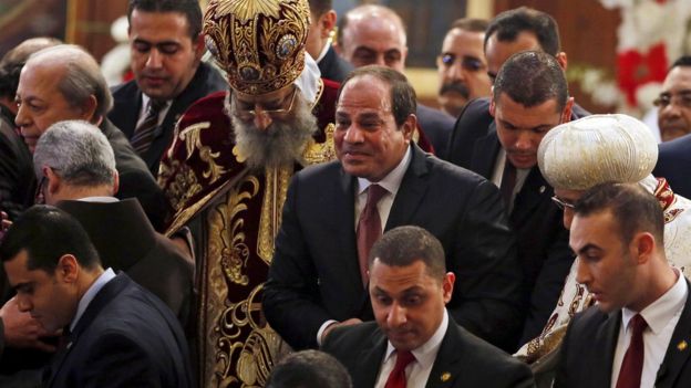 Президент Египта принял участие в Рождественской службе