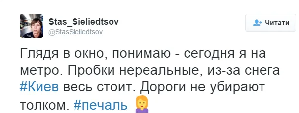 На работу на олянях: Киев замело снегом