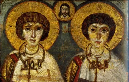 Сергий и Вакх. Икона из Монастыря св. Екатерины на Синае.VII ст. Хранится в Киевском Музее Богдана и Варвары Ханенко